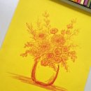 연필스케치와 꽃그림 이미지