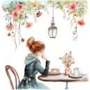 커피 마시는 일러스트 여인 이미지 이미지