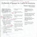 Re: Collection of Sputum for Culture &amp; Sensitivity 이미지