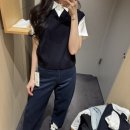 베스트샷 | 코튼 폴로 탑, 코튼 포플린 스커트, 레이어드 메리노울 울 셔츠 베스트, 베럴 레그진 착용샷 구매후기 리뷰