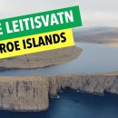 Leitisvatn Lake and Bøsdalafossur Waterfall in the Faroe Islands - Aerial T 이미지