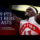 Pascal Siakam 39 pts 11 rebs 7 asts Vs Wizards 이미지