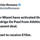 [로마노] 인터 마이애미, 로드리고 데폴 영입 조항 발동 이미지