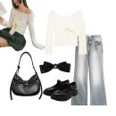 NF002 | [S/S] 리본 크림 코디