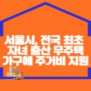 서울시, 전국 최초 `자녀 출산 무주택가구`에 주거비 지원 이미지