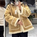 랑앤루 | 여자 무스탕 랑앤루 사블레 후디 시어링 무스탕 사이즈 LANGLU SABLE Hooded Mustang 스웨이드 하프 기장