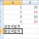 엑셀 잘 하시는분~ 글자 색상별 합계요 이미지