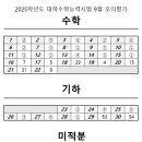 2025학년도 고3 대수능 모의고사(평가원) 9월 수학 문제지와 정답 이미지