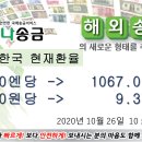 일본에서 한국으로 송금 현재환율 2020년 10월 26일 10시 10분 현재 이미지