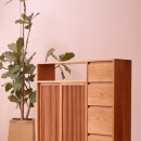 H1300 | 오크 (간살 미닫이) 장식수납장 / 수제원목가구 / IN THE RAW