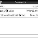 TI 계산기 각도 - Degree(도분초)＜-＞Radian, 이미지