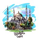 튀르키에 이스탄불 - 블루 모스크와 성 소피아 성당 이미지