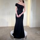 블랙세인트 | 웨딩드레스 : 세인트모니카 촬영가봉 후기 2 - 블랙 원숄더 슬림 드레스 / 도비 화이트 슬림 드레스