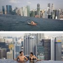 싱가폴에 23일 문을 연 마리나베이 샌즈호텔의 옥상수영장. 55층위 수영장!! 이미지