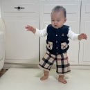 닥스하우스 | 돌의상 브랜드 추천 닥스베이비 체크배색 니트베스트&amp; 하우스체크 스웨터팬츠 돌아기 100 사이즈