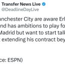ESPN)시티는 홀란드가 레알에서 뛰고싶어하는 야망을 알고있지만 계약기간을 27년이후로 늘리는 회담을 시작하길 원함 이미지