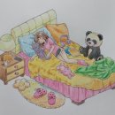 드로잉과 수채화를 수채색연필하나로완성 | 로원의 살랑살랑 고양이와 소녀의 하루 컬러링