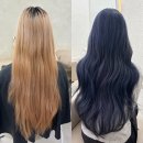 유엔아이헤어샵 | 애쉬블루 염색 후기 딥한 색감 고급스러워