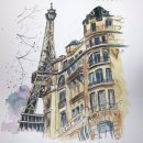 펜드로잉과 수채화 이미지