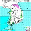 2월 16일(일요일) 08:00 현재 대한민국 날씨 및 특보발효 현황 (울릉도, 독도 포함) 이미지