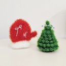 코바늘소품만들기 | #코바늘: 다이소 크리스마스 DIY 뜨개키트 - 산타 장갑 수세미 만들기 후기