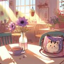 나염단지입구(18111) | 호보백 여름에코백 패브릭 천가방 가벼운 여행용 플라워 퍼플캣