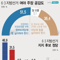 6·3 지방선거 '민주당 후보에 투표' 46.9% '국민의힘 후보에 투표' 31.5%[에이스리서치]