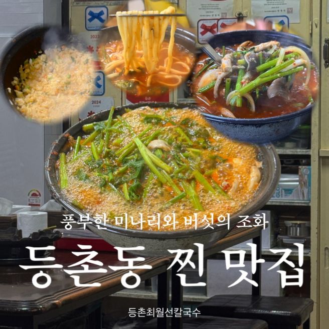 [등촌동 찐 맛집] 등촌최월선칼국수 미나리와 버섯의 조화 버섯매운탕