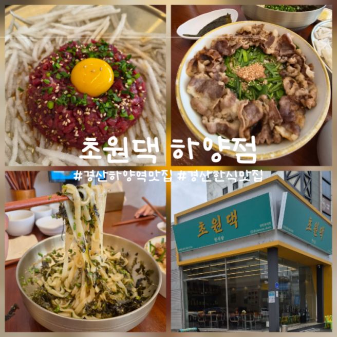 경산맛집 초원댁 하양점 한우육회 들기름비빔칼국수 맛있는 하양역맛집