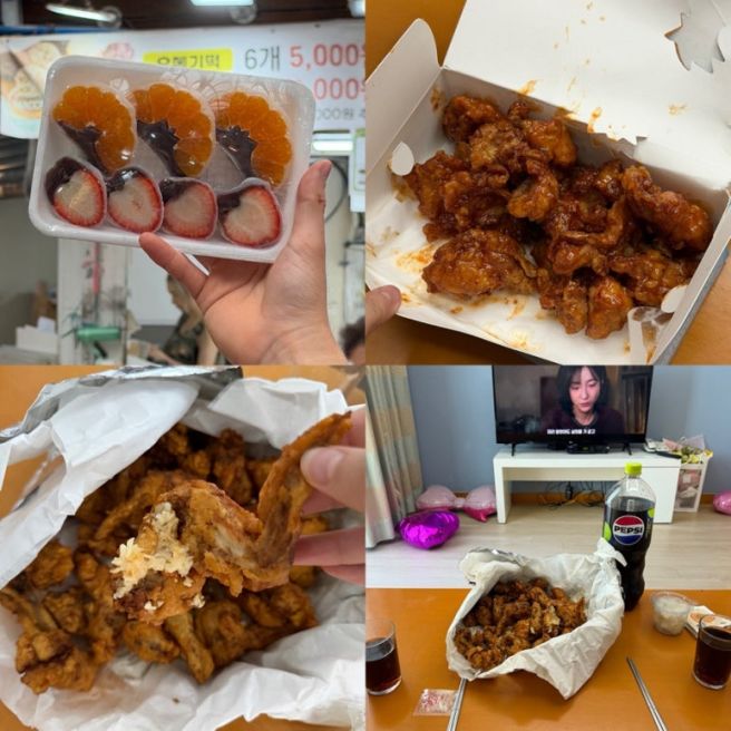 [제주] 서귀포 올레시장 먹거리 추천 | 할머니떡집 모찌, 마농치킨 중앙통닭, 메밀꽃치킨 포장 후기